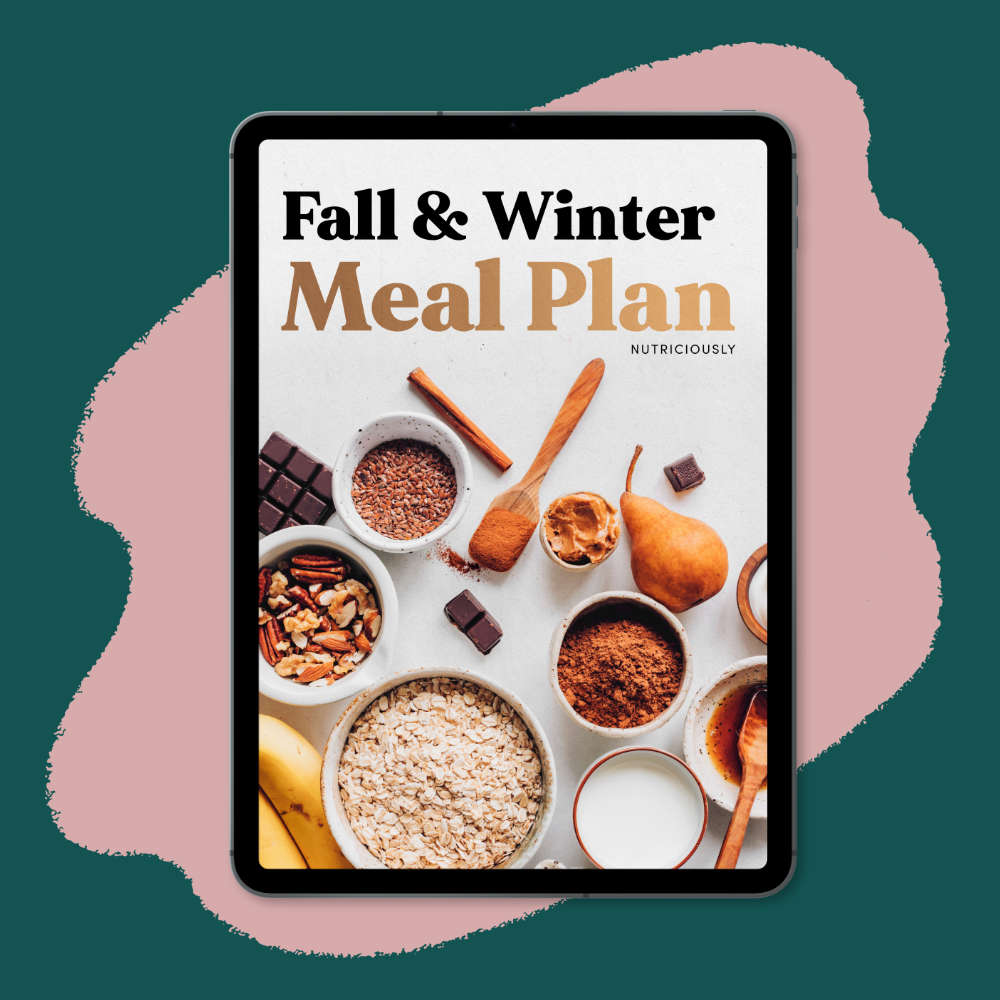 iPad with vegan fall and winter meal plan
