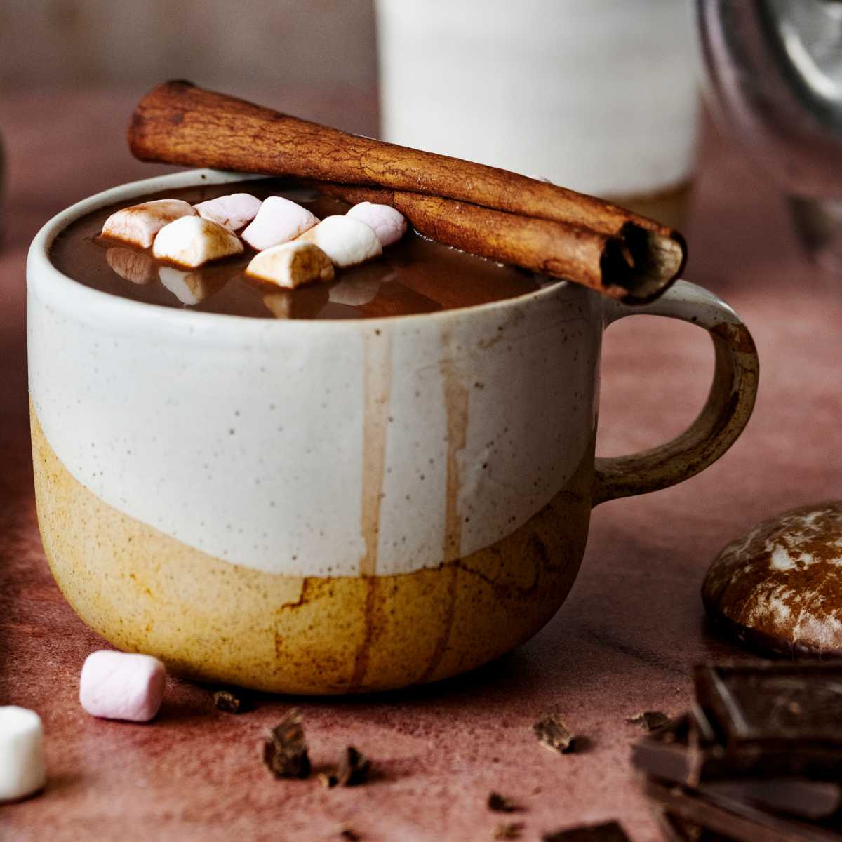 mug of vegan hot chocolate with marshmallows