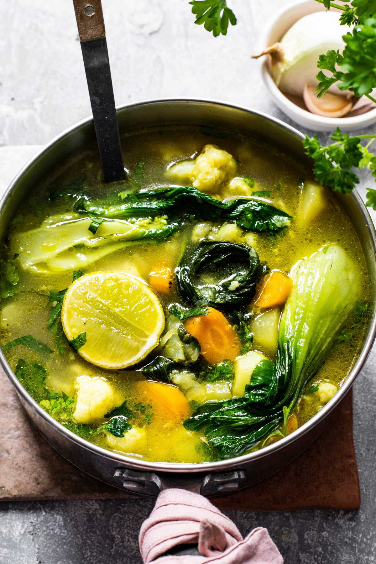 vegetable curry soup in a large pot